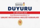 İl Umumi Hıfzıssıhha Meclis Kararı
