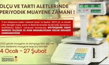 Ölçü ve Tartı Aletleri Periyodik Muayene Başvuruları Başladı