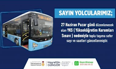 Toplu Taşıma Seferlerine YKS Düzenlemesi