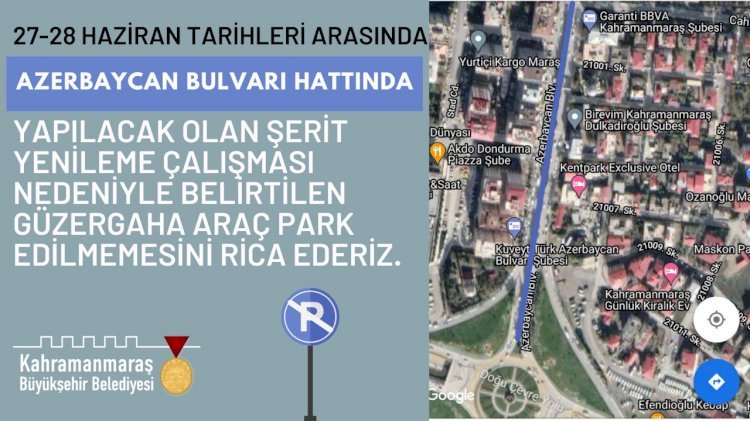 Azerbaycan Bulvarı’nda Araç Parkına 2 Günlük Mola