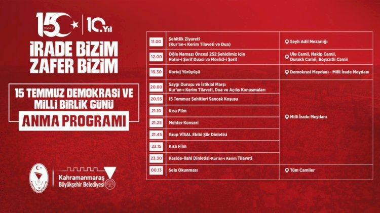 Demokrasi Zaferinin 10’uncu Yılında Kahramanmaraş Meydanlarda Buluşacak